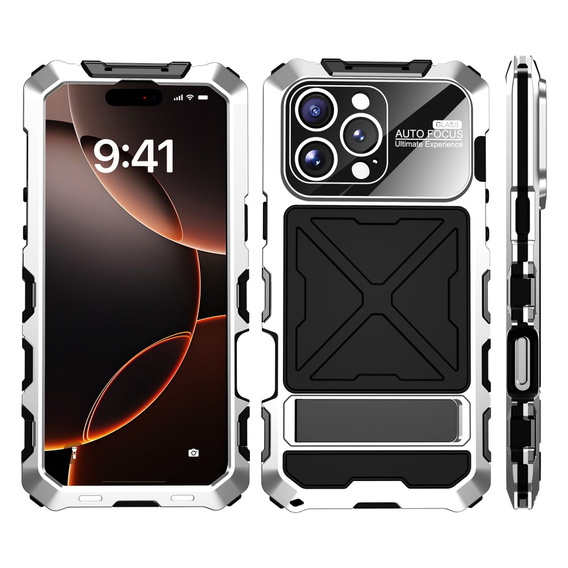 Armored case for iPhone 16 Pro, R-JUST, silver