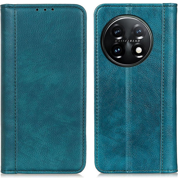 Flip case for OnePlus 11 5G, Split Leather, green