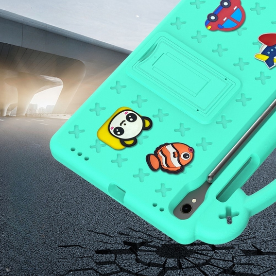 Children's case for Samsung Galaxy Tab S7/S8/S9, Cute Patterns, with stand, green
