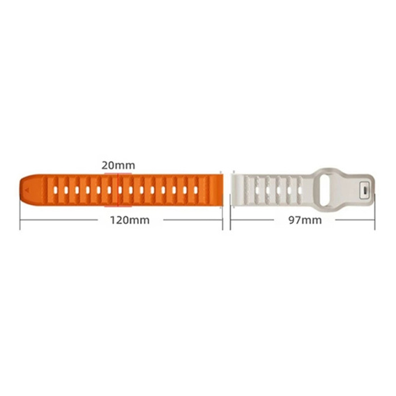 Silicone Universal Strap 20mm Dot Texture, orange / cream