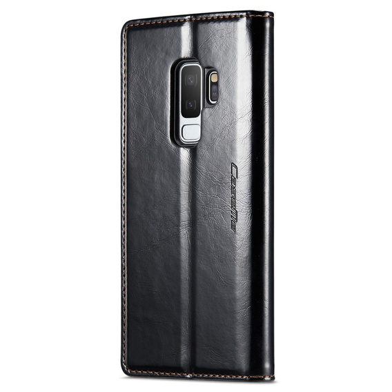 CASEME flip case for Samsung Galaxy S9+ Plus, Waxy Textublack, black