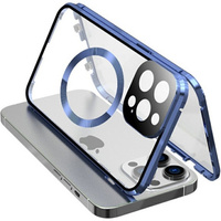 Magnetic Dual Glass MagSafe case for iPhone 15 Pro, blue