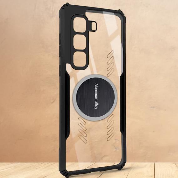 Case for Infinix Hot 50 Pro+ 4G, with magnetic sheet, transparent / black