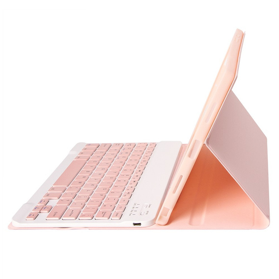 Case + keyboard Samsung Galaxy Tab S9, Leather Pen Slot, pink