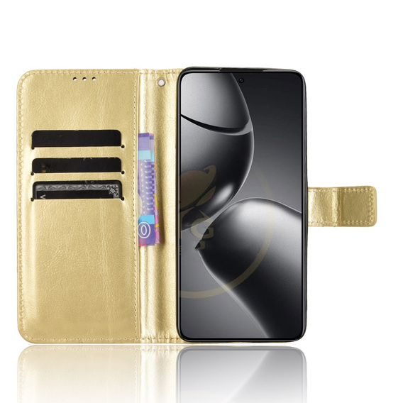 Flip case for Xiaomi 14T, Crazy Horse Wallet, gold