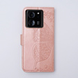 Flip case for Xiaomi 13T / 13T Pro, Butterfly, pink rose gold