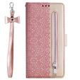 Flip case for Samsung Galaxy A35 5G, Wallet Pocket Zipper Lace, pink