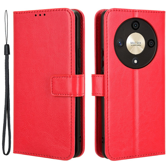 Flip case for Honor Magic 6 Lite 5G, Crazy Horse Wallet, red