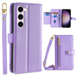 Flip case for Samsung Galaxy S23, Wallet Zipper Pocket, purple