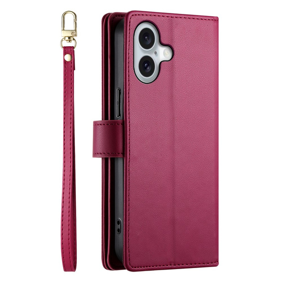 Flip case for iPhone 16 Plus, Wallet Zipper Pocket, red