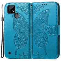 Flip case for Realme C21, Butterfly, blue
