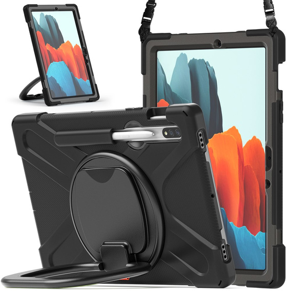 Case for Samsung Galaxy Tab S10 Lite / S10 FE / S9 FE / S9 / S8 / Tab S7, armored rotary 360, black