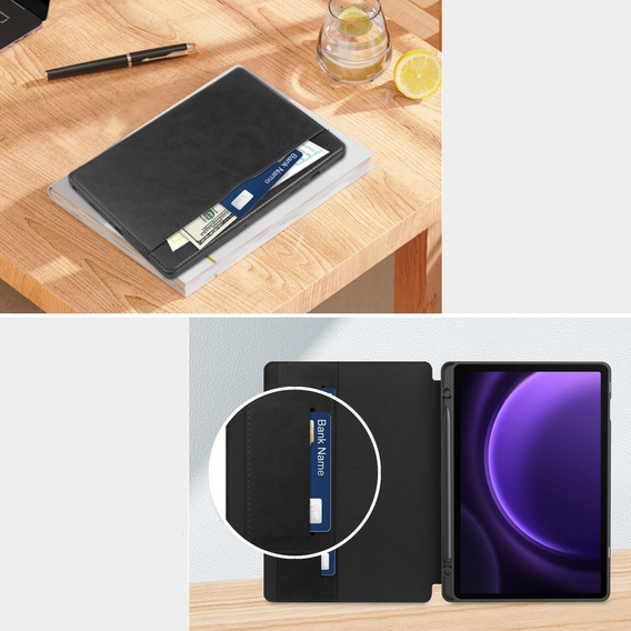 Case for Samsung Galaxy Tab S10 Lite / S10 FE / S9 FE, Business Card and Pen Slot, black