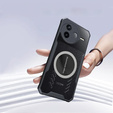 Case for Xiaomi Poco F7 Pro, with magnetic sheet, transparent / black