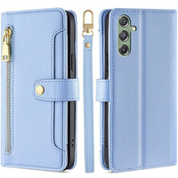 Flip case for Samsung Galaxy M34, Wallet Zipper Pocket, blue