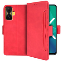 Flip case for Xiaomi Poco F4 GT, Card Slot, red