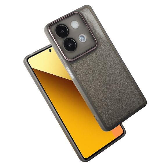 Case for Xiaomi Redmi Note 13 Pro 5G, Glittery Powder, grey + 9H tempered glass