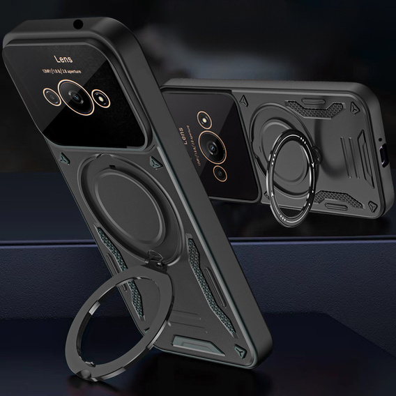 Armored Case for Xiaomi Redmi A3, Magnetic Ring, black