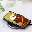 Case for Motorola Moto G85, with magnetic sheet, transparent / black