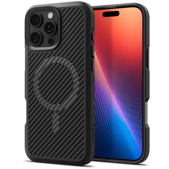 The Spigen Case for iPhone 16 Pro Max, Core Armor MagSafe, black + 9H Tempered Glass