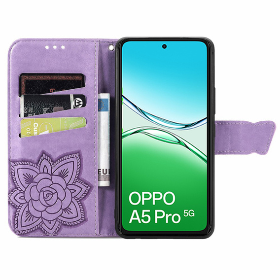 Flip case for Oppo A5 Pro 5G, Butterfly, purple