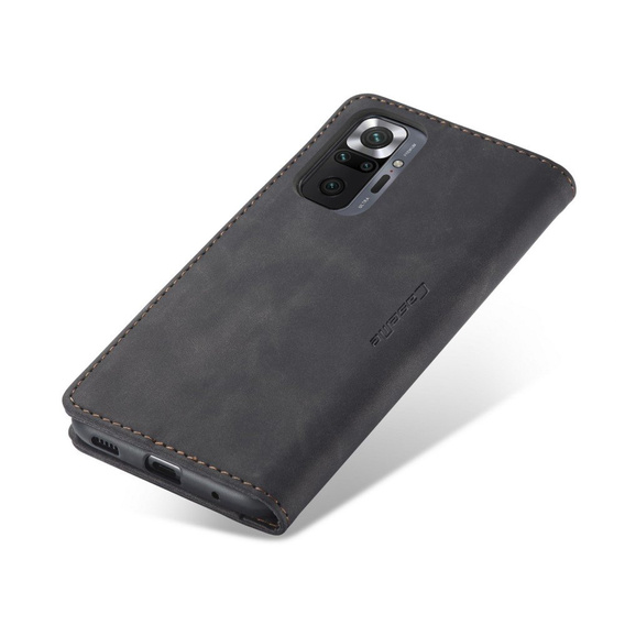 CASEME case for Xiaomi Redmi Note 10 Pro, Leather Wallet Case, black