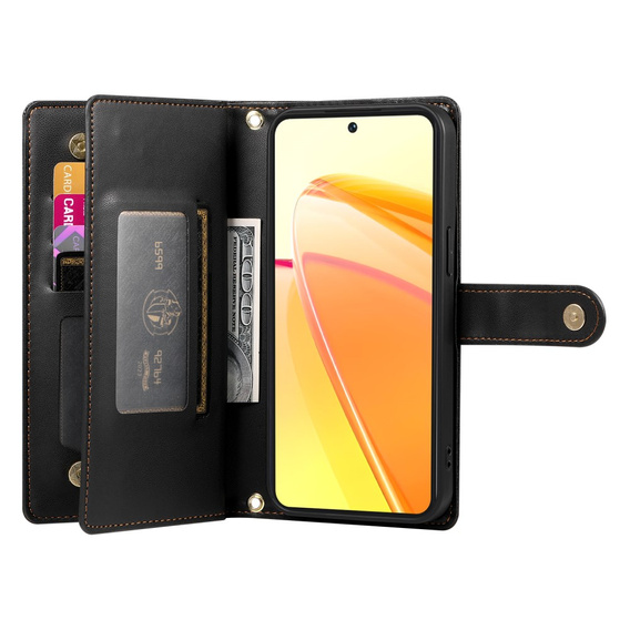 Flip case for Oppo Reno 13 Pro 5G, Wallet Zipper Pocket, black