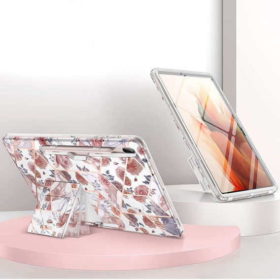 Case for Samsung Galaxy Tab S7 FE, Suritch Full Body Marble, pink
