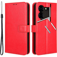 Flip case for Tecno Pova 5 Pro 4G, Crazy Horse Wallet, red
