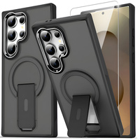 Case for Samsung Galaxy S25 Ultra, Kickstand Matt Case, for MagSafe, black + Screen protector