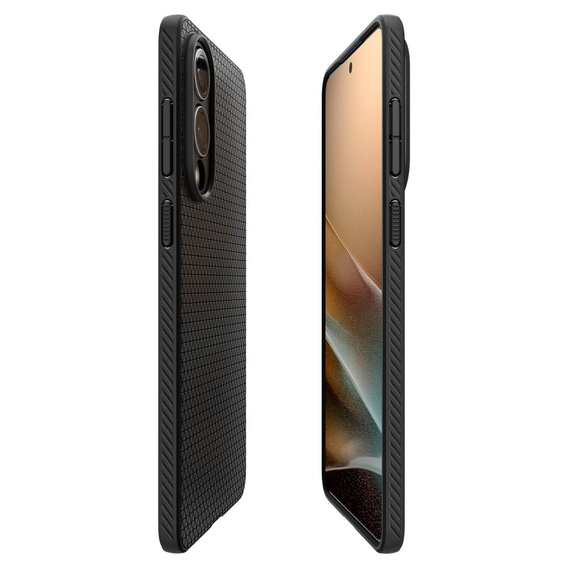 Spigen case for Samsung Galaxy S25 Edge, Liquid Air, black + 9H Tempered Glass