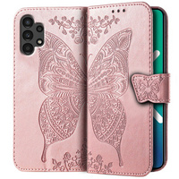 Flip case for Samsung Galaxy A13 4G, Butterfly, pink