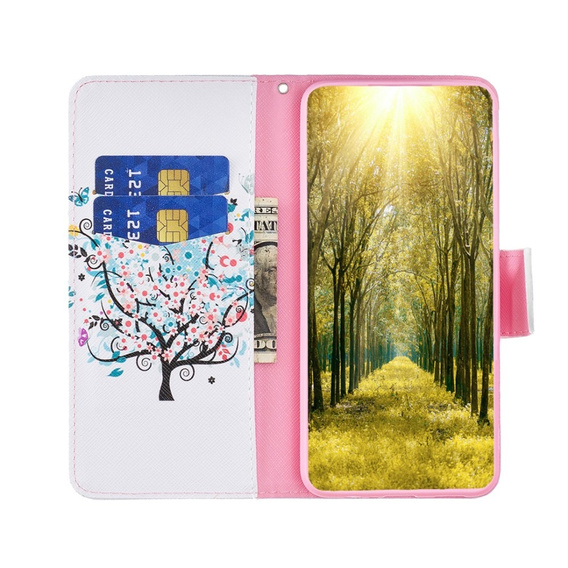 Flip case for Xiaomi Redmi 12 4G, Wallet, colorful tree, white