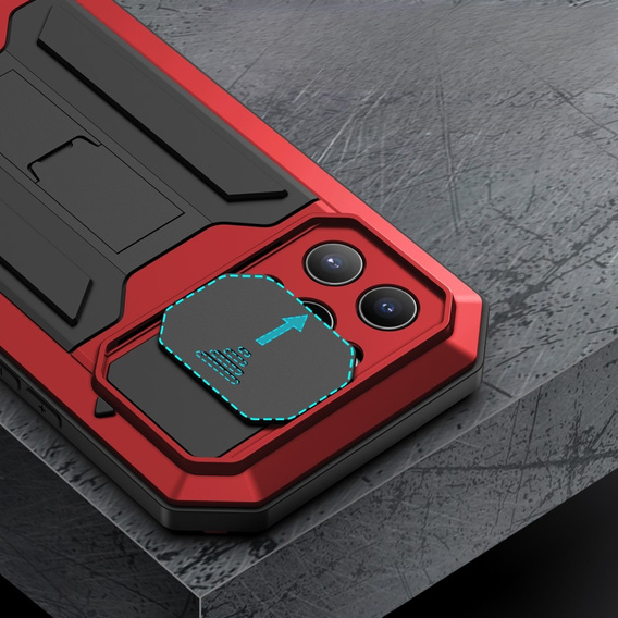 Case for iPhone 13 Pro Max, R-JUST CamShield Slide, armoured, red  / black