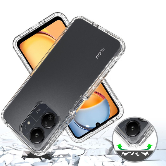 Case for Xiaomi Redmi 13C, Shockproof, with film, transparent