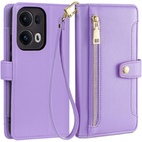 Flip case for Oppo Reno 13 Pro, Wallet Zipper Pocket, purple