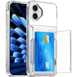 Case for iPhone 16 Plus, Card Holder Kickstand, transparent
