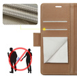 Case for Samsung Galaxy A25 5G, ERBORD Glossy Litchi, wallet with flap, brown
