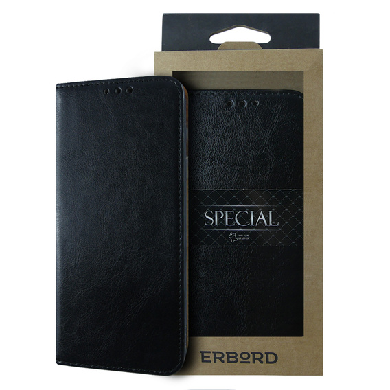 Flip case for LG K10 2017, Leather Flexi Book, black