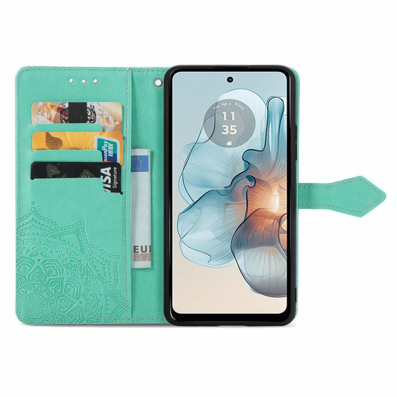 Flip case for Motorola Moto G24 / G24 Power / G04, Mandala, green