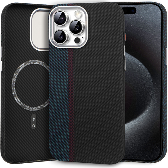 MagSafe's iPhone 15 Pro Case, Carbon Fiber, black / blue