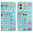 Flip case for Motorola Moto G73 5G, Wallet, owls, blue