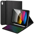 Case with illuminated bluetooth keyboard for iPad 10.9 2022 (10 gen.), black