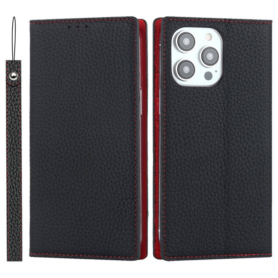 Flip case for iPhone 14 Pro Max, Litchi Skin Grain, black