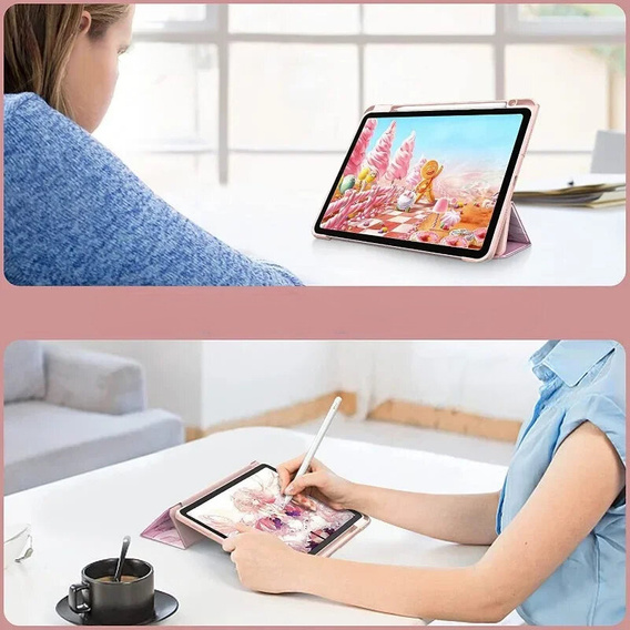 Case for iPad 10.9" 2022 (10 gen.), Smartcase Hybrid, with stylus space, Marble pink