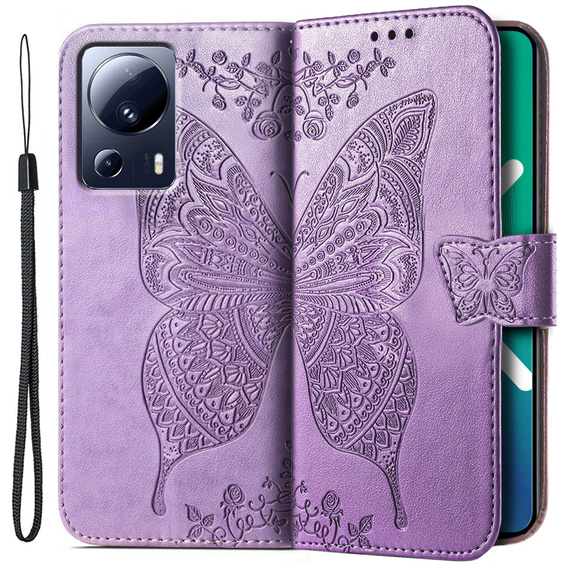 Flip case for Xiaomi 13 Lite, Butterfly, purple