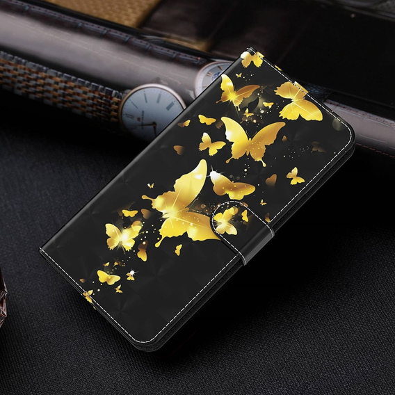 Flip case for Samsung Galaxy A14 4G/5G, Wallet Butterfly, gold