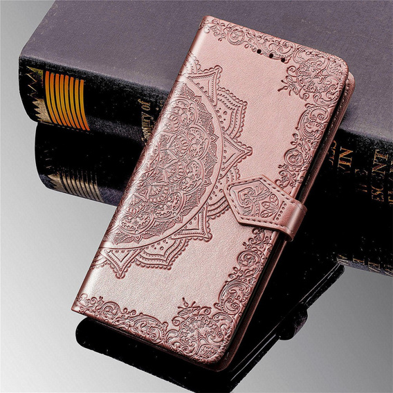 Flip case for Motorola Moto E20/E30/E40, Mandala, pink rose gold