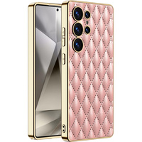 Case for Samsung Galaxy S25 Ultra, Leather Rhombus, pink