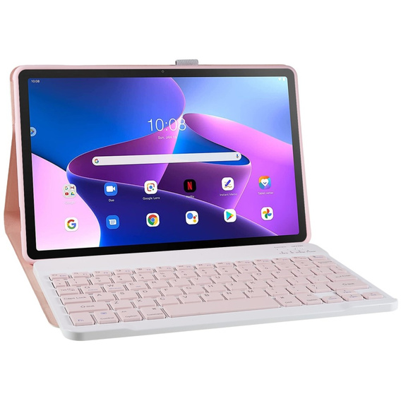 Case + keyboard Lenovo Tab M10 Plus Gen 3 TB-125F TB-128F, pink rose gold